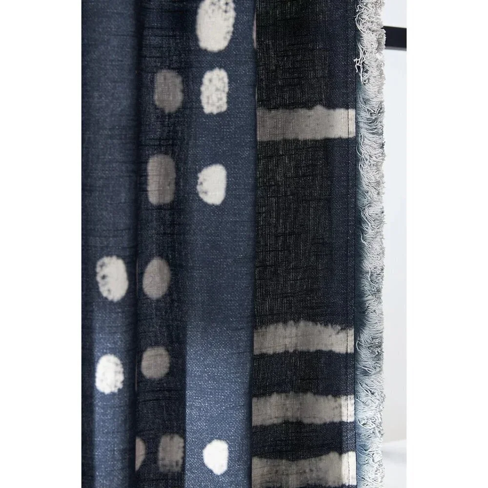 Anthropologie Fringed Elise Curtain Blue NWOT $129 50"x108" - Picture 2 of 5